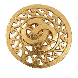 Pre-Loved Chanel CC Gold Plated Medallion Brooch